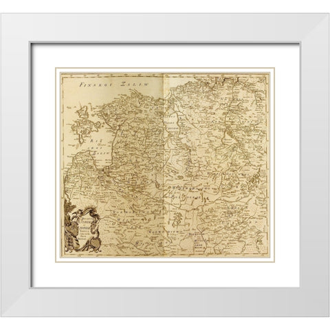 Estonia and Lithuania 1745 White Modern Wood Framed Art Print with Double Matting by Vintage Maps