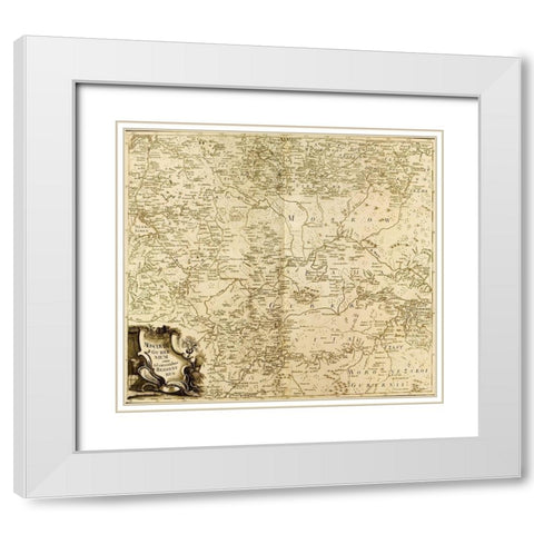 Moscow Region Russia 1745 White Modern Wood Framed Art Print with Double Matting by Vintage Maps