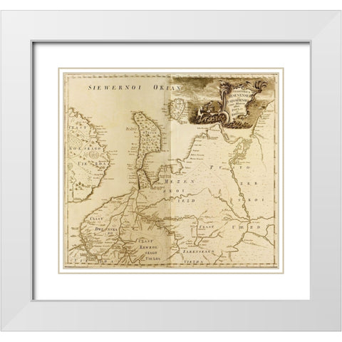 European Russia 1745 White Modern Wood Framed Art Print with Double Matting by Vintage Maps