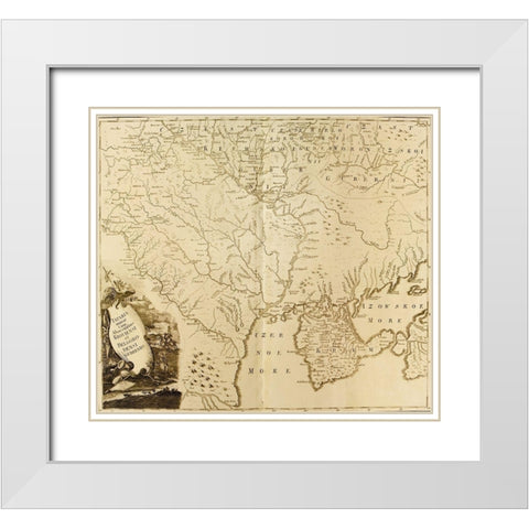 Russian Tartary 1745 White Modern Wood Framed Art Print with Double Matting by Vintage Maps