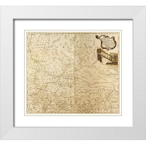 Russia 1745 White Modern Wood Framed Art Print with Double Matting by Vintage Maps