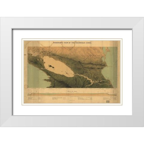 Nicaragua Isthmus Canal 1870 White Modern Wood Framed Art Print with Double Matting by Vintage Maps
