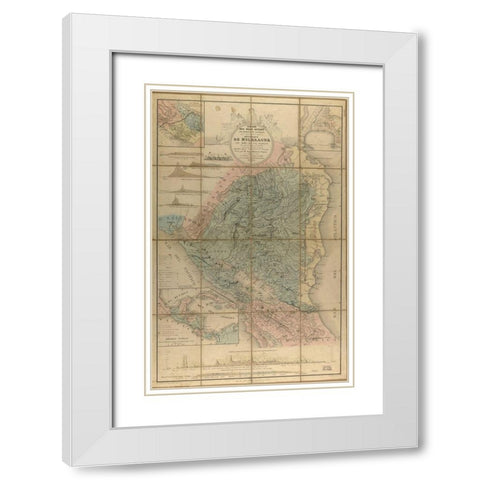Nicaragua Isthmus Canal 1855 White Modern Wood Framed Art Print with Double Matting by Vintage Maps
