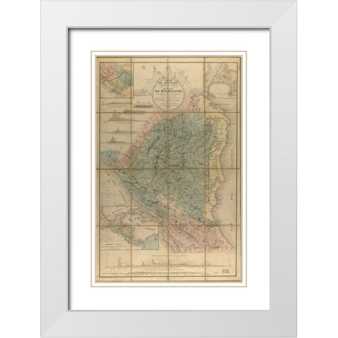 Nicaragua Isthmus Canal 1855 White Modern Wood Framed Art Print with Double Matting by Vintage Maps