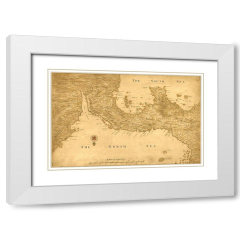 Isthmus of Panama from Cartagena to Nicaragua showing both coasts 1750 White Modern Wood Framed Art Print with Double Matting by Vintage Maps
