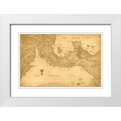Isthmus of Panama from Cartagena to Nicaragua showing both coasts 1750 White Modern Wood Framed Art Print with Double Matting by Vintage Maps