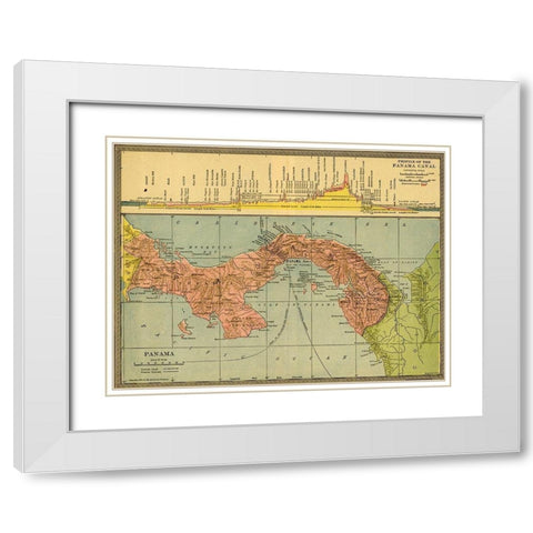 Panama Canal Zone 1904 White Modern Wood Framed Art Print with Double Matting by Vintage Maps