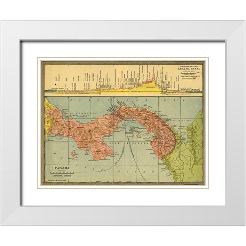 Panama Canal Zone 1904 White Modern Wood Framed Art Print with Double Matting by Vintage Maps
