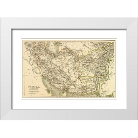 Persia Afghanistan and Baluchistan 1901 White Modern Wood Framed Art Print with Double Matting by Vintage Maps