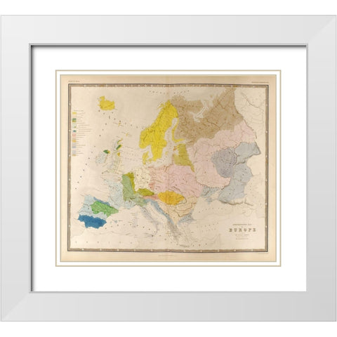Ethnographic Map of Europe White Modern Wood Framed Art Print with Double Matting by Vintage Maps