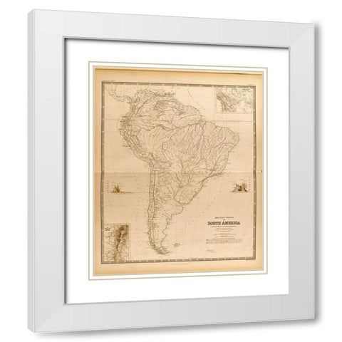 Mountain Systems of South America White Modern Wood Framed Art Print with Double Matting by Vintage Maps