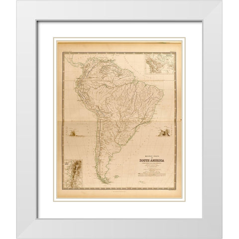 Mountain Systems of South America White Modern Wood Framed Art Print with Double Matting by Vintage Maps