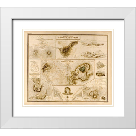 Geologic Phenomenon Volcanoes White Modern Wood Framed Art Print with Double Matting by Vintage Maps