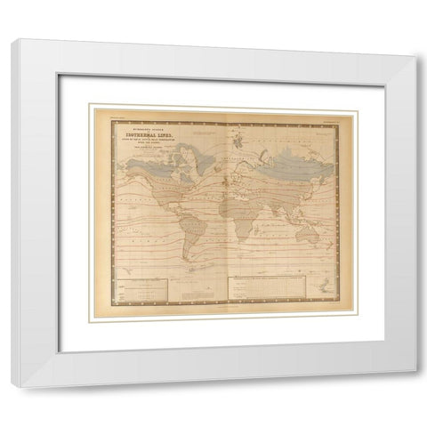 Mean Temperature Across the Globe Isothermal Lines White Modern Wood Framed Art Print with Double Matting by Vintage Maps