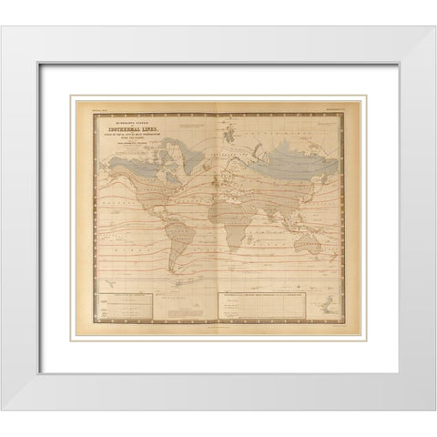 Mean Temperature Across the Globe Isothermal Lines White Modern Wood Framed Art Print with Double Matting by Vintage Maps
