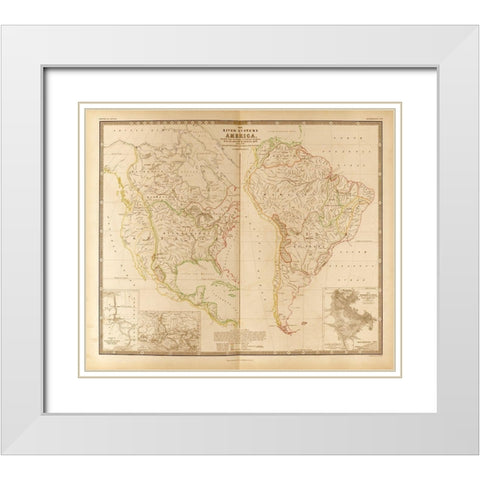 River Systems in the Americas White Modern Wood Framed Art Print with Double Matting by Vintage Maps