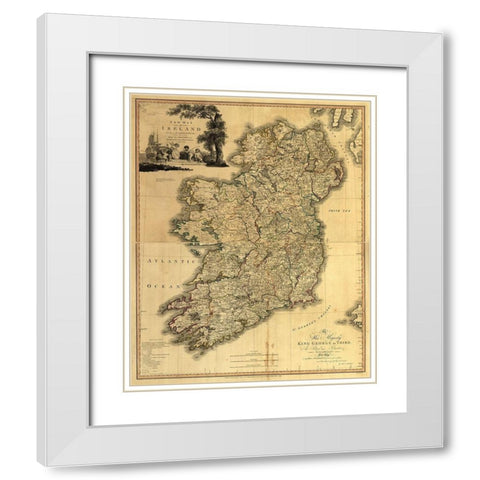 Memoir Map of Ireland 1797 White Modern Wood Framed Art Print with Double Matting by Vintage Maps
