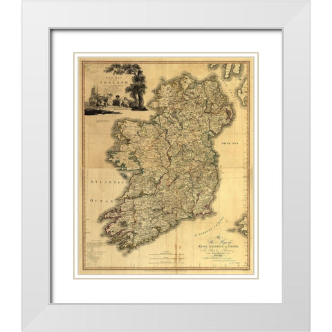 Memoir Map of Ireland 1797 White Modern Wood Framed Art Print with Double Matting by Vintage Maps