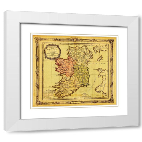 Ireland pictured in Ecclesiastical Divisions 1766 White Modern Wood Framed Art Print with Double Matting by Vintage Maps