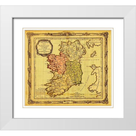 Ireland pictured in Ecclesiastical Divisions 1766 White Modern Wood Framed Art Print with Double Matting by Vintage Maps