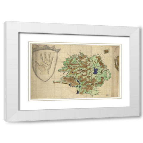 Ulster Ireland 1885 White Modern Wood Framed Art Print with Double Matting by Vintage Maps