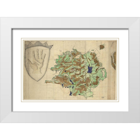 Ulster Ireland 1885 White Modern Wood Framed Art Print with Double Matting by Vintage Maps