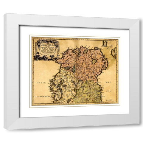 Ireland 1665 White Modern Wood Framed Art Print with Double Matting by Vintage Maps