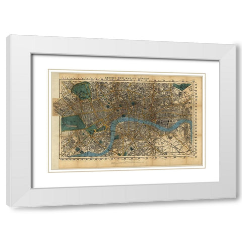 London England 1860 White Modern Wood Framed Art Print with Double Matting by Vintage Maps