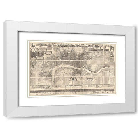 London England 1682 White Modern Wood Framed Art Print with Double Matting by Vintage Maps