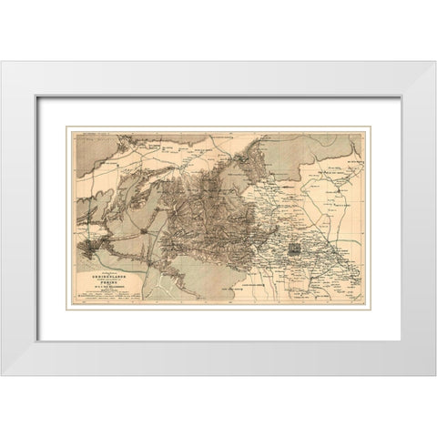 Mongolia 1915 White Modern Wood Framed Art Print with Double Matting by Vintage Maps