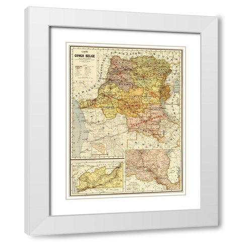 Belgian Congo 1896 White Modern Wood Framed Art Print with Double Matting by Vintage Maps