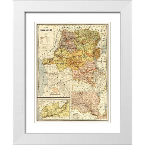 Belgian Congo 1896 White Modern Wood Framed Art Print with Double Matting by Vintage Maps
