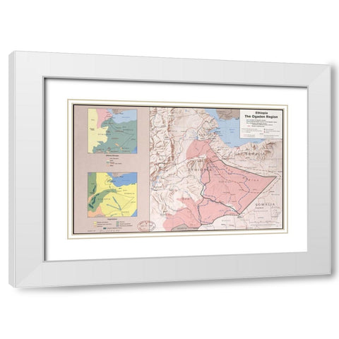 Ethiopia the Ogaden Region White Modern Wood Framed Art Print with Double Matting by Vintage Maps