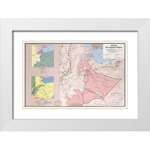 Ethiopia the Ogaden Region White Modern Wood Framed Art Print with Double Matting by Vintage Maps