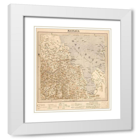 Massaua Ethiopia Eritrea 1896 White Modern Wood Framed Art Print with Double Matting by Vintage Maps