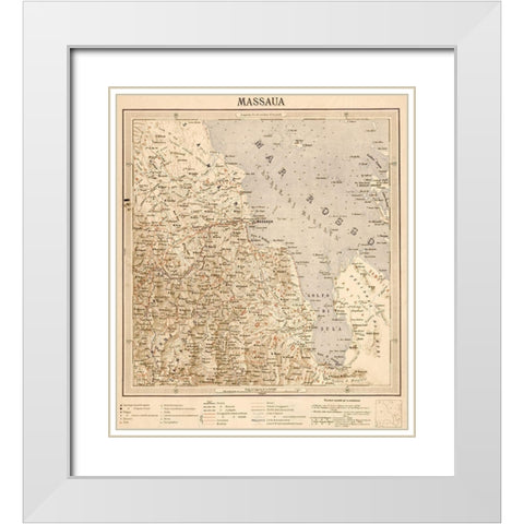 Massaua Ethiopia Eritrea 1896 White Modern Wood Framed Art Print with Double Matting by Vintage Maps