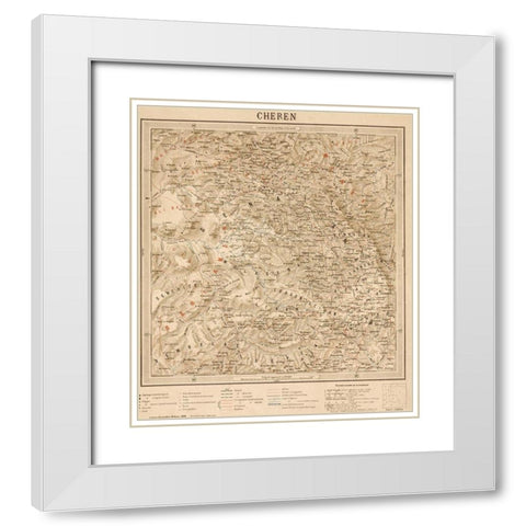 Cheren Eritrea Ethiopia White Modern Wood Framed Art Print with Double Matting by Vintage Maps