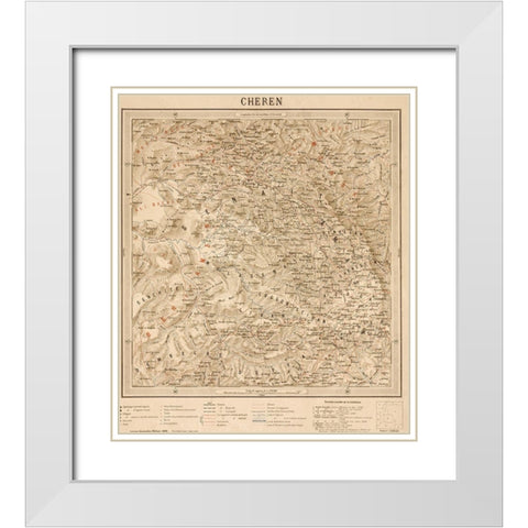 Cheren Eritrea Ethiopia White Modern Wood Framed Art Print with Double Matting by Vintage Maps