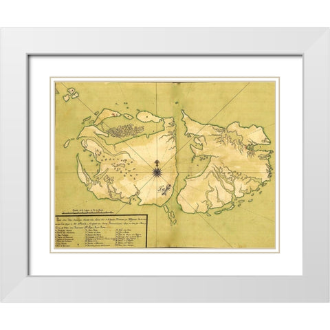 Falkland Islands Malvinas 1700 South America White Modern Wood Framed Art Print with Double Matting by Vintage Maps