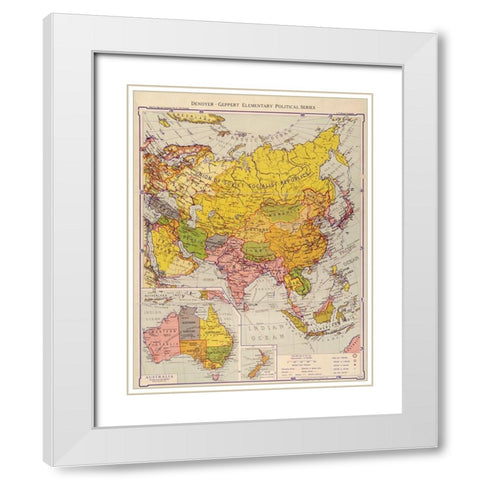Asia 1934 White Modern Wood Framed Art Print with Double Matting by Vintage Maps