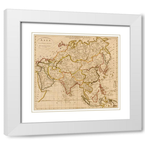 Asia 1814 White Modern Wood Framed Art Print with Double Matting by Vintage Maps
