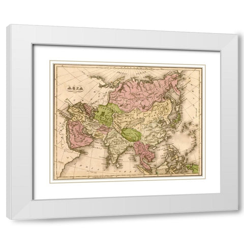 Asia 1835 White Modern Wood Framed Art Print with Double Matting by Vintage Maps