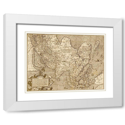Asia 1600 White Modern Wood Framed Art Print with Double Matting by Vintage Maps
