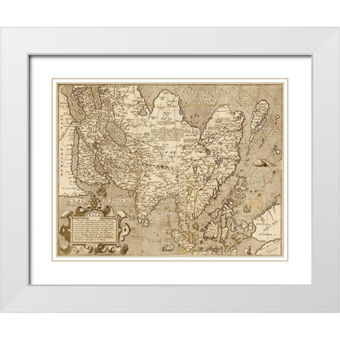 Asia 1600 White Modern Wood Framed Art Print with Double Matting by Vintage Maps