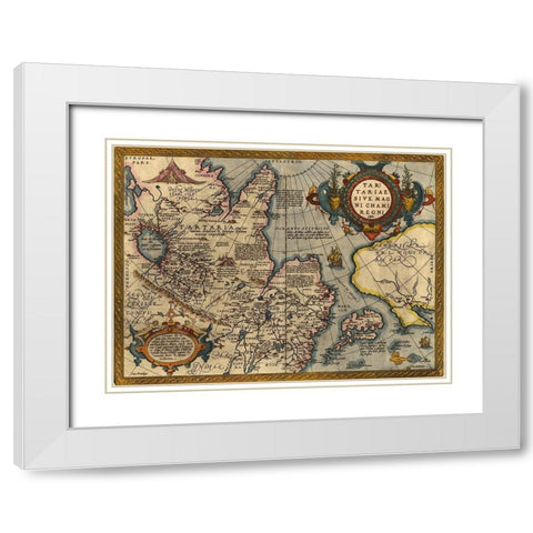 Asia 1570 White Modern Wood Framed Art Print with Double Matting by Vintage Maps