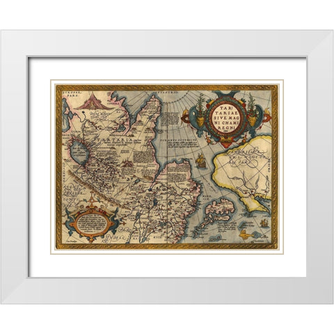 Asia 1570 White Modern Wood Framed Art Print with Double Matting by Vintage Maps