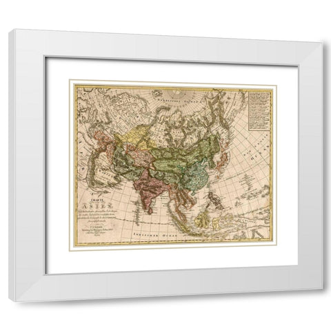 Asia 1805 White Modern Wood Framed Art Print with Double Matting by Vintage Maps