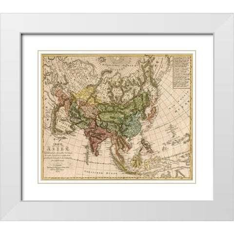 Asia 1805 White Modern Wood Framed Art Print with Double Matting by Vintage Maps