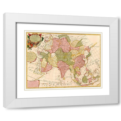Asia 1700 White Modern Wood Framed Art Print with Double Matting by Vintage Maps