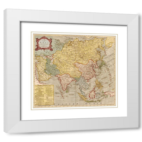 Asia 1700s White Modern Wood Framed Art Print with Double Matting by Vintage Maps